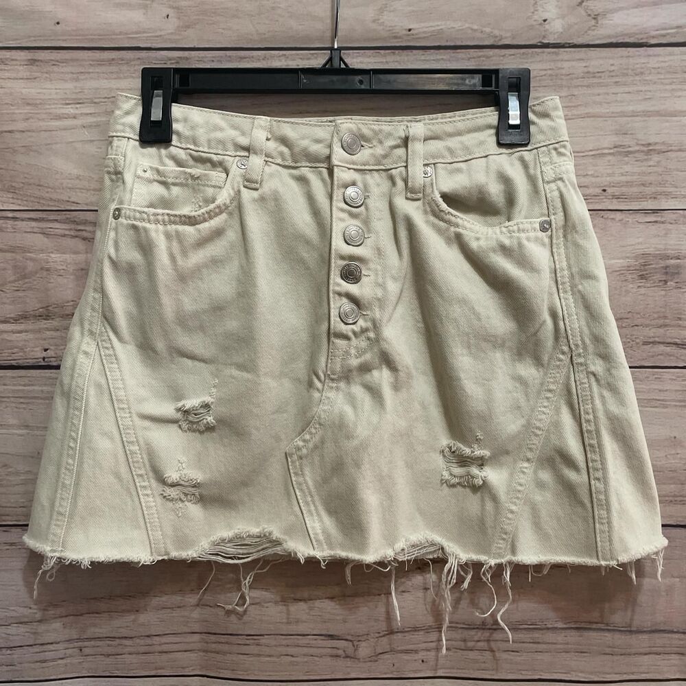 We The Free distressed denim skirt